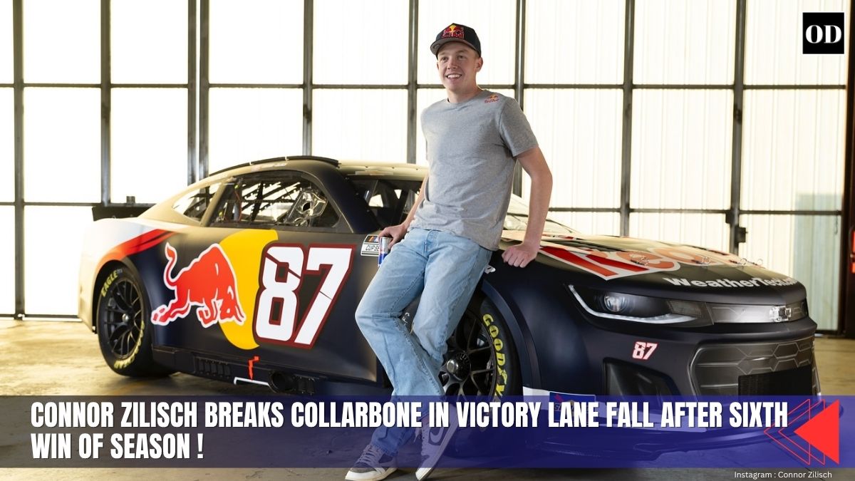Connor Zilisch Breaks Collarbone in Victory Lane Fall After Sixth Win of Season 1 “The collarbone is probably the best injury I could have had from what happened,” he told NBC Sports. “Grateful that my head’s OK, my legs are OK… definitely scary, but I’m walking around today”.