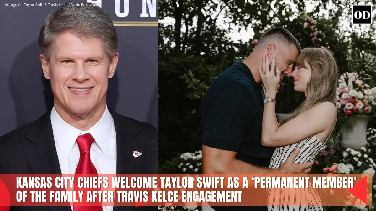 Kansas City Chiefs Welcome Taylor Swift as a ‘Permanent Member’ of the Family After Travis Kelce Engagement 1 The Kansas City Chiefs are officially calling Taylor Swift part of the family. Just hours after Swift and Travis Kelce announced their engagement on August 26, the NFL team posted a celebratory message on Instagram, welcoming the pop icon into the Chiefs Kingdom.